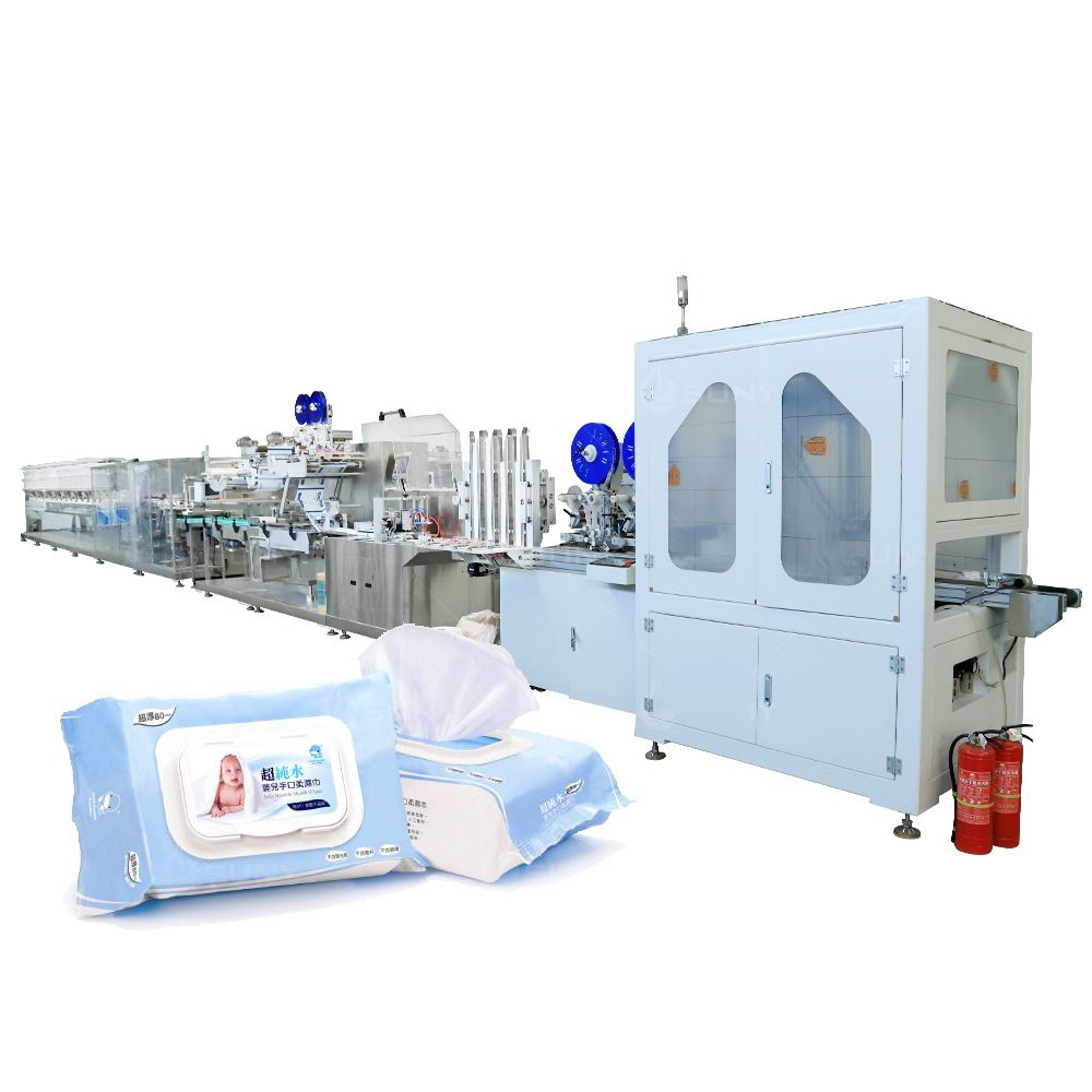30PCS Shoe Wipes Making and Packing Machine Down Jacket Cleaning Wet Wipes Production Line with Twins Small Roll