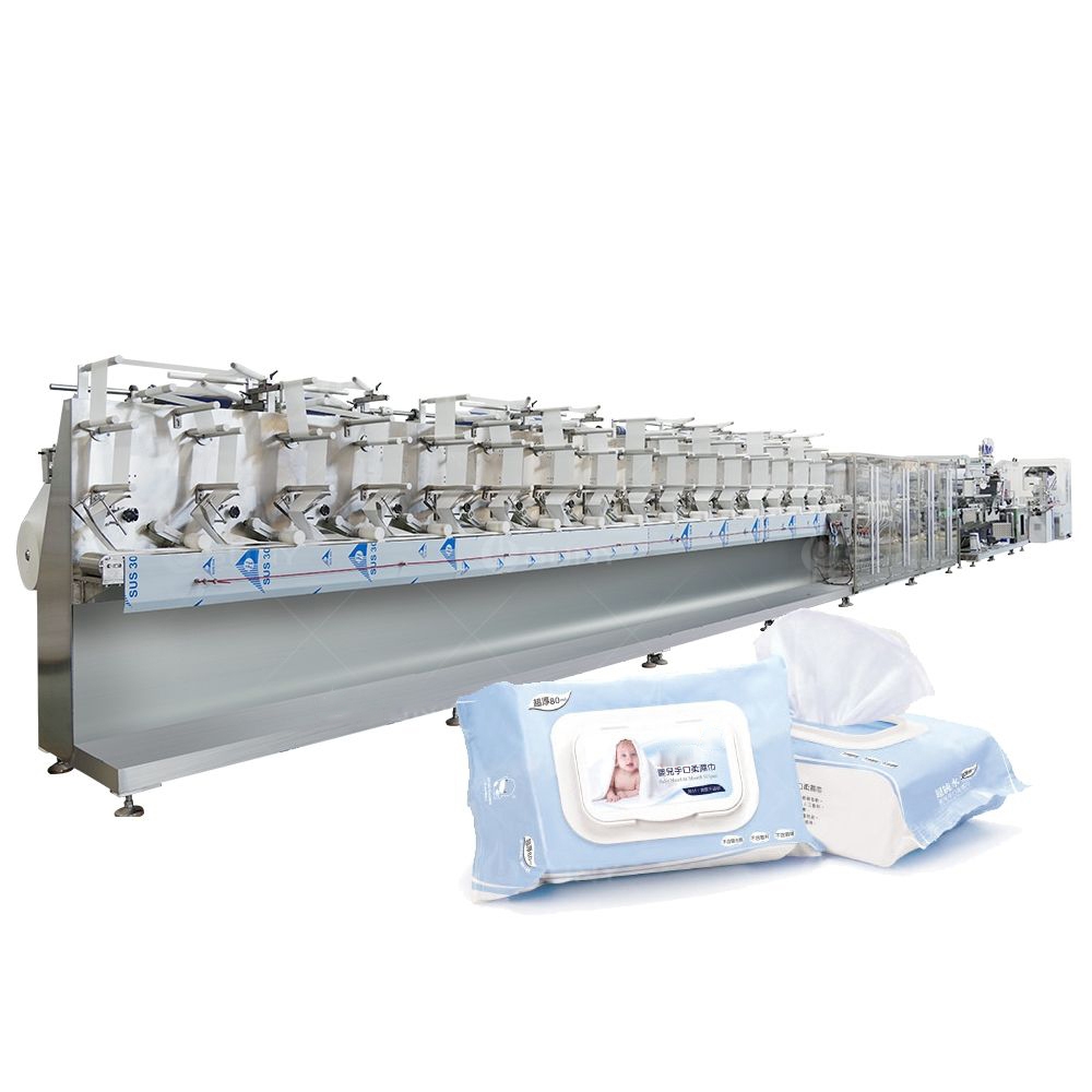 Big Capacity 16 Lanes Wet Wipes Making Machine Full Automatic Wet Tissue Production Line Baby Wipes Manufacturing Equipment